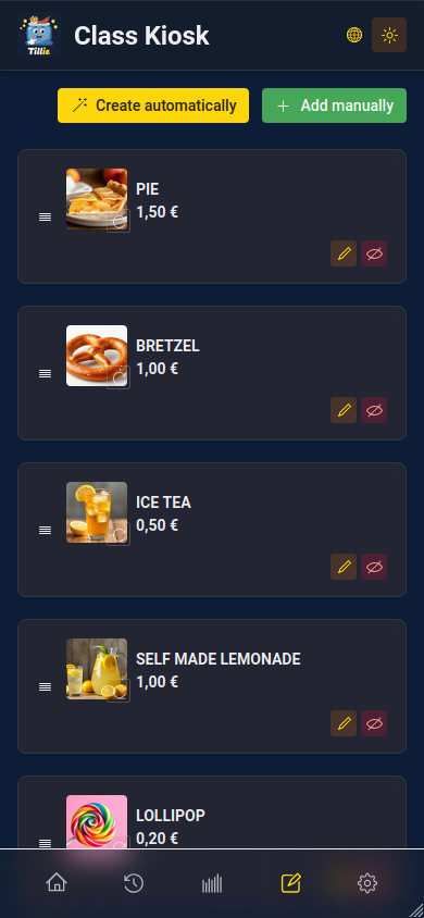Mobile product management view