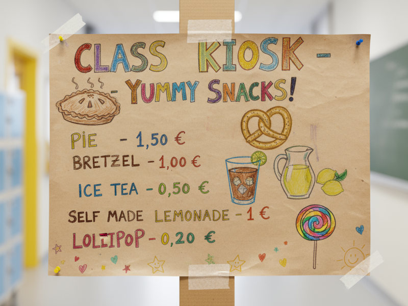 A photo of a hand-drawn price list